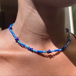 Lapis lazuli blue stone necklace